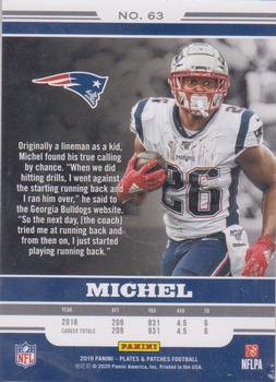 2019 Panini Plates & Patches - Blue #63 Sony Michel Back