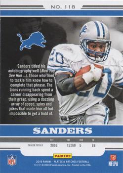2019 Panini Plates & Patches - Purple #118 Barry Sanders Back