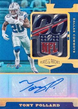 2019 Panini Plates & Patches - Rookie Patch Autographs Gold #RPA-TPO Tony Pollard Front