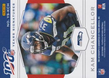 2019 Panini Plates & Patches - 100 Years Signatures Purple #24 Kam Chancellor Back