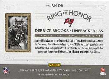 2019 Panini Plates & Patches - Franchise Honors Autographs #NNO Derrick Brooks Back