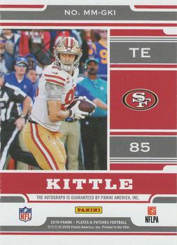 2019 Panini Plates & Patches - Marquee Marks Autographs Blue #MM-GKI George Kittle Back