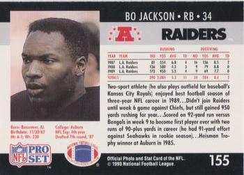 1990-91 Pro Set Super Bowl XXV Binder - Super Bowl XXV Raiders #155 Bo Jackson Back