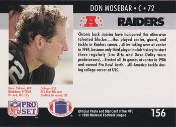 1990-91 Pro Set Super Bowl XXV Binder - Super Bowl XXV Raiders #156 Don Mosebar Back