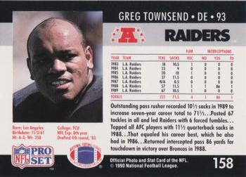 1990-91 Pro Set Super Bowl XXV Binder - Super Bowl XXV Raiders #158 Greg Townsend Back