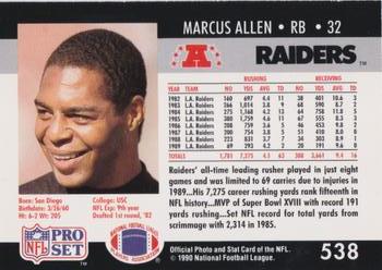 1990-91 Pro Set Super Bowl XXV Binder - Super Bowl XXV Raiders #538 Marcus Allen Back
