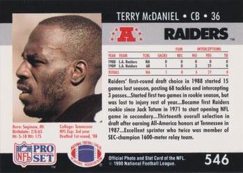 1990-91 Pro Set Super Bowl XXV Binder - Super Bowl XXV Raiders #546 Terry McDaniel Back