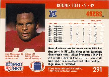 1990-91 Pro Set Super Bowl XXV Binder - Super Bowl XXV 49ers #291 Ronnie Lott Back