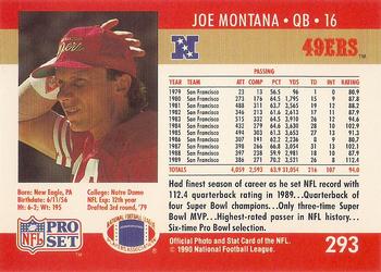 1990-91 Pro Set Super Bowl XXV Binder - Super Bowl XXV 49ers #293 Joe Montana Back