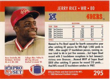 1990-91 Pro Set Super Bowl XXV Binder - Super Bowl XXV 49ers #295 Jerry Rice Back
