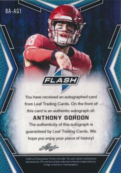 2020 Leaf Flash #BA-AG1 Anthony Gordon Back