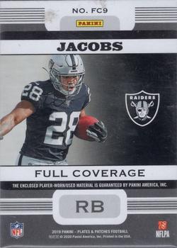 2019 Panini Plates & Patches - Full Coverage Relics #FC9 Josh Jacobs Back