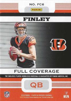 2019 Panini Plates & Patches - Full Coverage Relics Purple #FC6 Ryan Finley Back