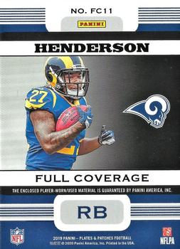 2019 Panini Plates & Patches - Full Coverage Relics Purple #FC11 Darrell Henderson Back