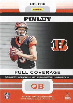 2019 Panini Plates & Patches - Full Coverage Relics Red #FC6 Ryan Finley Back