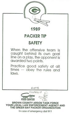 1989 Green Bay Packers Police - Copps Food Center, Brown County Arson Task Force #4 Mark Lee Back