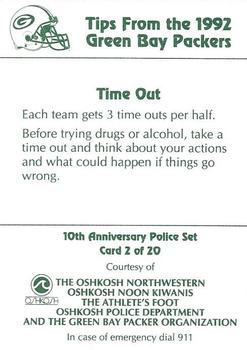1992 Green Bay Packers Police - The Oshkosh Northwestern, Oshkosh Noon Kiwanis, The Athletes Foot, Oshkosh Police Department #2 Tony Bennett Back