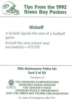 1992 Green Bay Packers Police - The Oshkosh Northwestern, Oshkosh Noon Kiwanis, The Athletes Foot, Oshkosh Police Department #3 Chris Jacke Back