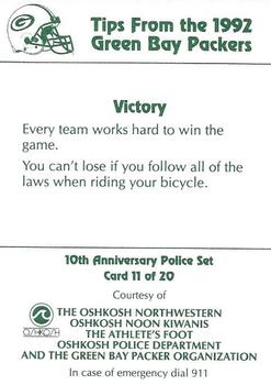 1992 Green Bay Packers Police - The Oshkosh Northwestern, Oshkosh Noon Kiwanis, The Athletes Foot, Oshkosh Police Department #11 Brian Noble Back