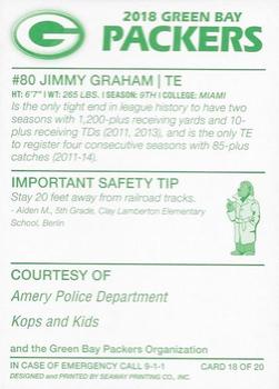 2018 Green Bay Packers Police - Amery Police Department #18 Jimmy Graham Back