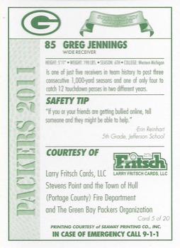 2011 Green Bay Packers Police - Larry Frisch Cards LLC, Stevens Point and the Town of Hull (Portage County) Fire Dept. #5 Greg Jennings Back