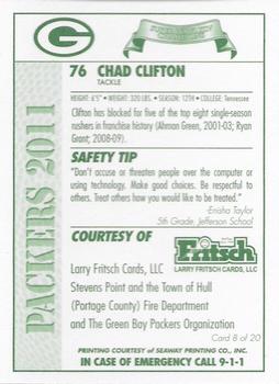 2011 Green Bay Packers Police - Larry Frisch Cards LLC, Stevens Point and the Town of Hull (Portage County) Fire Dept. #8 Chad Clifton Back