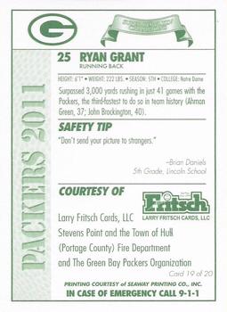 2011 Green Bay Packers Police - Larry Frisch Cards LLC, Stevens Point and the Town of Hull (Portage County) Fire Dept. #19 Ryan Grant Back