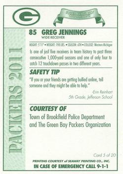 2011 Green Bay Packers Police - Town of Brookfield Police Department #5 Greg Jennings Back