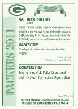 2011 Green Bay Packers Police - Town of Brookfield Police Department #17 Nick Collins Back
