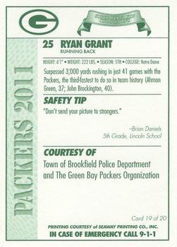 2011 Green Bay Packers Police - Town of Brookfield Police Department #19 Ryan Grant Back