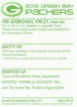 2012 Green Bay Packers Police - Town of Brookfield Police Department #6 Jermichael Finley Back