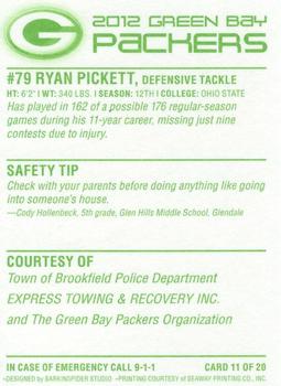 2012 Green Bay Packers Police - Town of Brookfield Police Department #11 Ryan Pickett Back