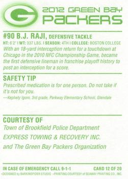 2012 Green Bay Packers Police - Town of Brookfield Police Department #12 B.J. Raji Back