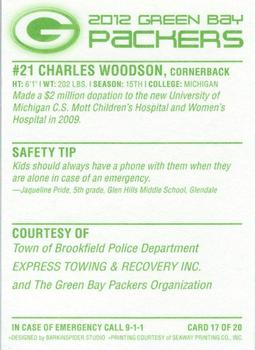 2012 Green Bay Packers Police - Town of Brookfield Police Department #17 Charles Woodson Back