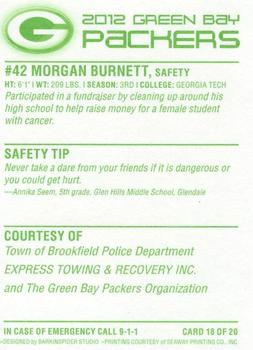 2012 Green Bay Packers Police - Town of Brookfield Police Department #18 Morgan Burnett Back