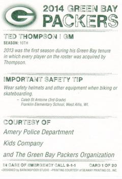 2014 Green Bay Packers Police - Amery Police Department #1 Ted Thompson Back