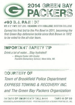 2014 Green Bay Packers Police - Town of Brookfield Police Department, Express Towing and Recovery Inc. #11 B.J. Raji Back