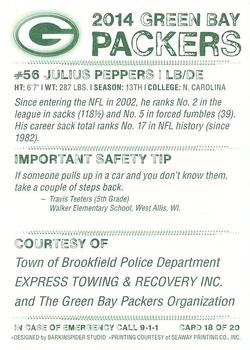 2014 Green Bay Packers Police - Town of Brookfield Police Department, Express Towing and Recovery Inc. #18 Julius Peppers Back