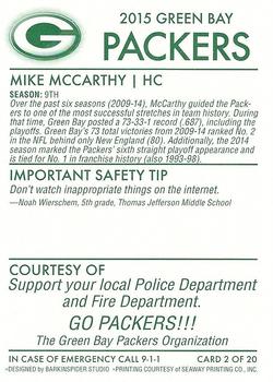 2015 Green Bay Packers Police - Support your local Police Department and Fire Department #2 Mike McCarthy Back