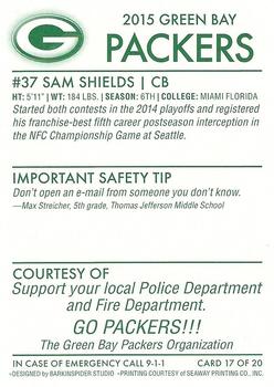 2015 Green Bay Packers Police - Support your local Police Department and Fire Department #17 Sam Shields Back