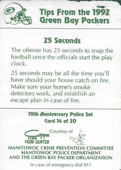 1992 Green Bay Packers Police - Manitowoc Police Dept #14 Brett Favre Back