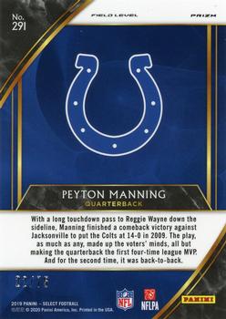 2019 Panini Select - Blue Prizm #291 Peyton Manning Back