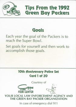 1992 Green Bay Packers Police - Copps Food Center, Your Local Law Enforcement Agency #1 Ron Wolf Back