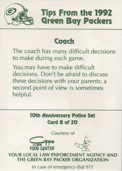 1992 Green Bay Packers Police - Copps Food Center, Your Local Law Enforcement Agency #8 Mike Holmgren Back