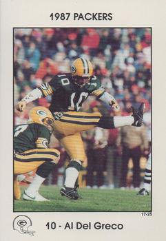 1987 Green Bay Packers Police - State Bank of Chilton, Rod's Zephyr Car Wash, Chilton Police Department #17-25 Al Del Greco Front