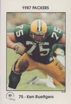 1987 Green Bay Packers Police - State Bank of Chilton, Rod's Zephyr Car Wash, Chilton Police Department #10-25 Ken Ruettgers Front