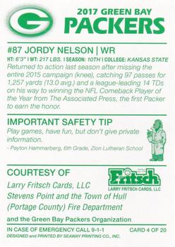2017 Green Bay Packers Police - Stevens Point and the Town of Hull (Portage County) Fire Department #4 Jordy Nelson Back