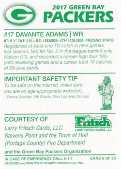 2017 Green Bay Packers Police - Stevens Point and the Town of Hull (Portage County) Fire Department #6 Davante Adams Back