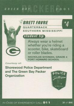 2001 Green Bay Packers Police - Shorewood Police Department #2 Brett Favre Back