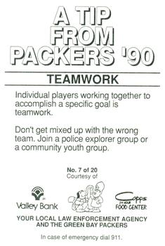 1990 Green Bay Packers Police - Valley Bank & Copps Food Center #7 Robert Brown Back